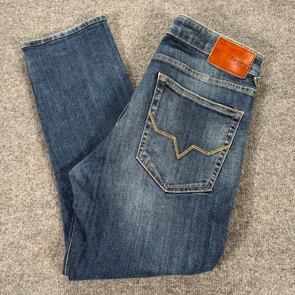 Pepe Jeans London Mitch Vapour Mens 34x32 Straight Leg Stretch Denim Jeans #4112